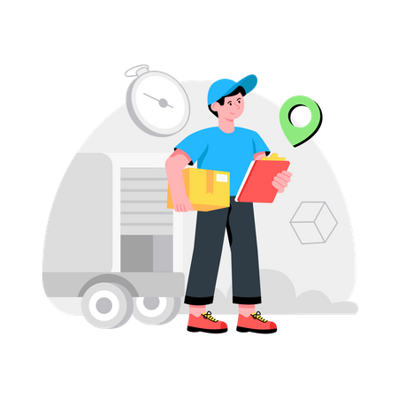 Delivery man doing Shipping Job  Illustration