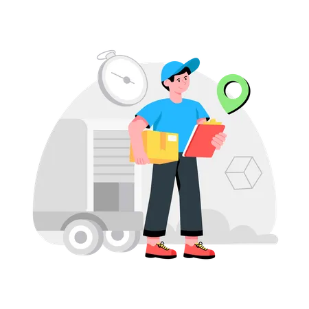 Delivery man doing Shipping Job  Illustration