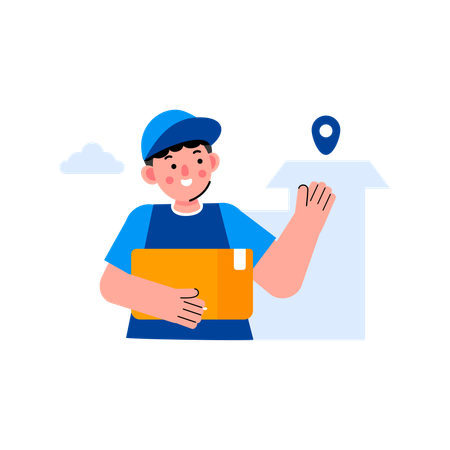 Delivery man doing shipping job  Illustration