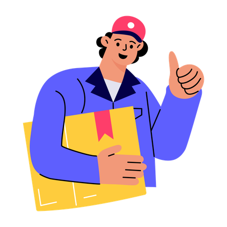 Delivery man doing successful delivery  Illustration