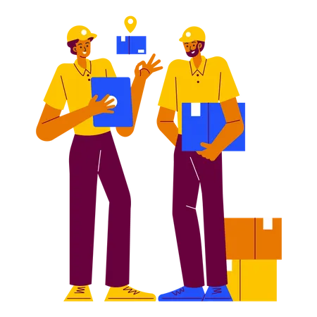 Delivery man doing tracking order  Illustration