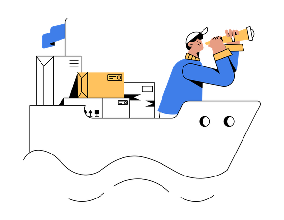 Delivery man doing water delivery of stocks  Illustration