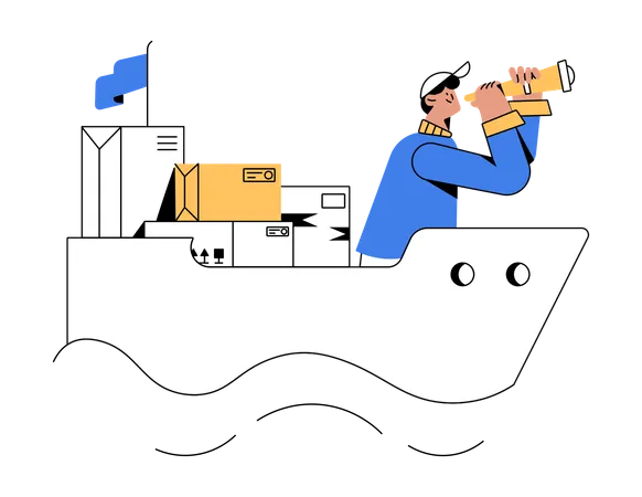 Delivery man doing water delivery of stocks  Illustration