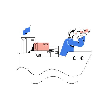 Delivery man doing water delivery of stocks  Illustration