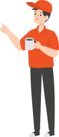 Delivery Man Drinking Coffee Illustration