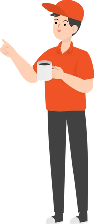 Delivery Man Drinking Coffee  Illustration