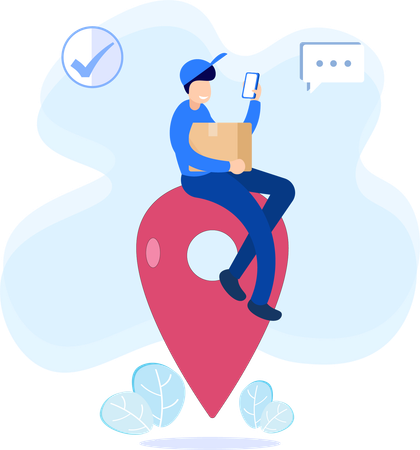 Delivery man find delivery location  Illustration