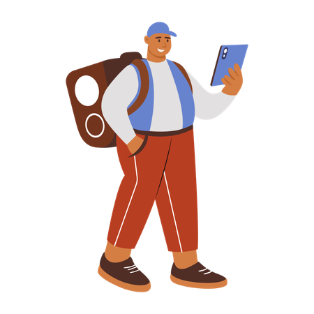 Delivery man finding location  Illustration