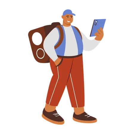 Delivery man finding location  Illustration