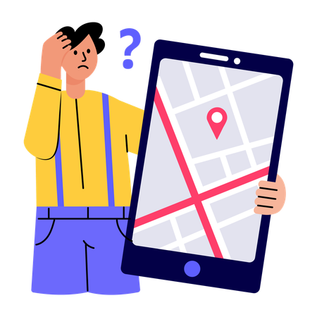 Delivery man finding Lost location  Illustration