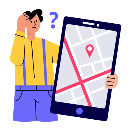 Delivery man finding Lost location  Illustration