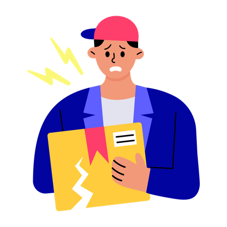 Delivery man gets Damaged parcel back  Illustration
