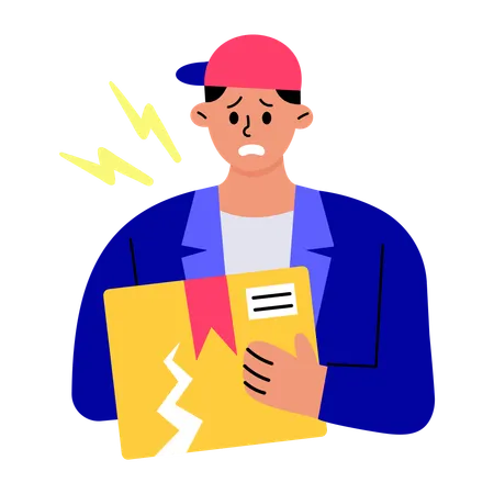 Delivery man gets Damaged parcel back  Illustration