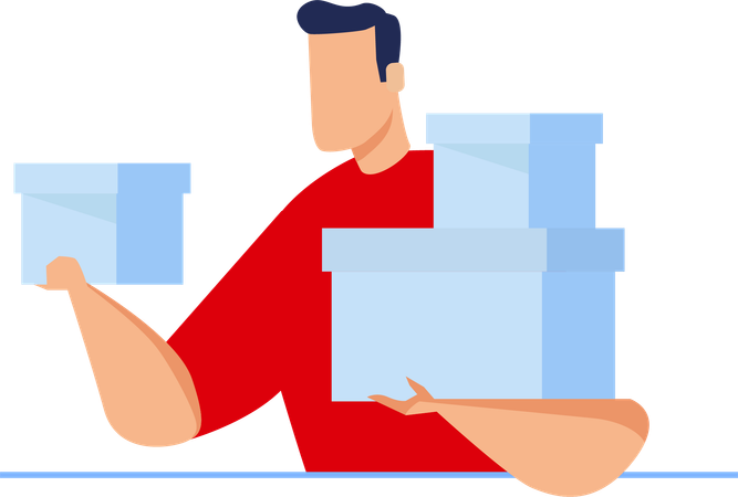 Delivery man getting package delivered  Illustration