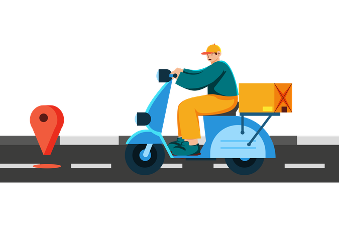 Delivery man give express delivery service  Illustration
