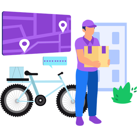 Delivery man giving doorstep delivery  Illustration