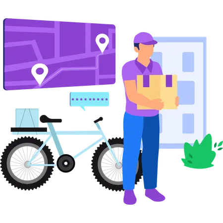 Delivery man giving doorstep delivery  Illustration