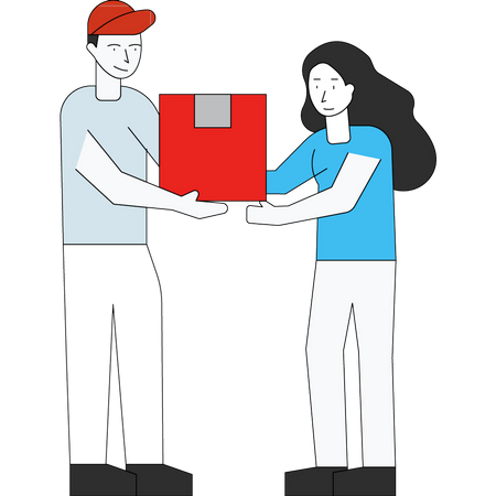 Delivery man giving parcel  Illustration