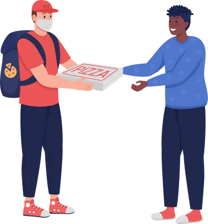 Delivery man giving pizza Illustration