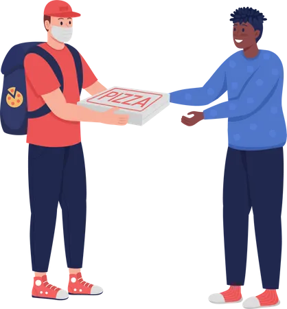 Delivery man giving pizza  Illustration