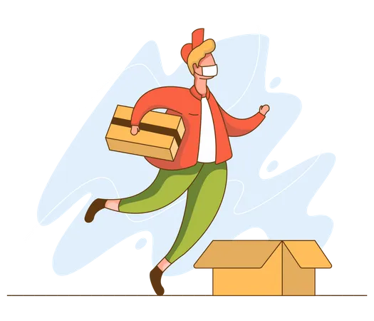 Delivery man going to deliver parcel  Illustration