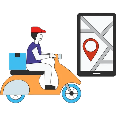 Delivery man going to delivery location Illustration