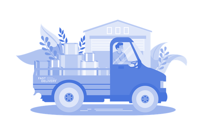 Delivery man going to delivery package  イラスト