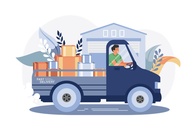 Delivery man going to delivery package  Illustration