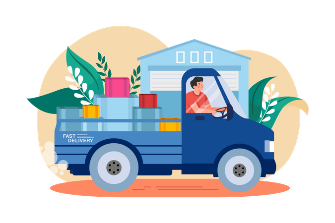 Delivery man going to delivery package Illustration