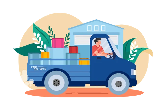 Delivery man going to delivery package  Illustration