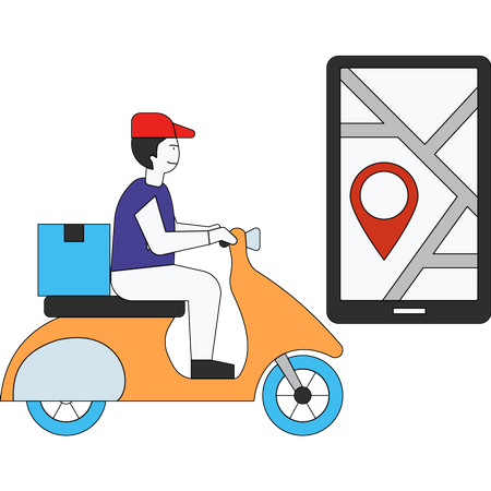 Delivery man going to delivery location  Illustration