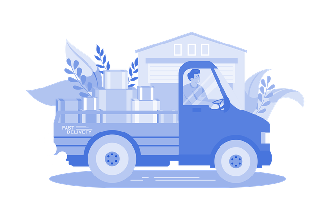 Delivery man going to delivery package  Illustration