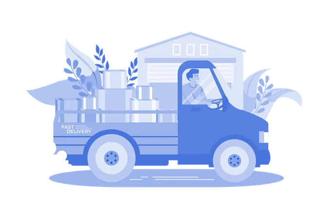 Delivery man going to delivery package  Illustration