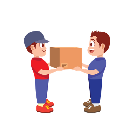 Delivery Man handing over logistics to customer  Illustration