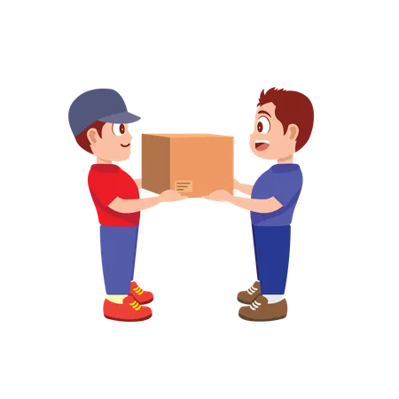 Delivery Man handing over logistics to customer  Illustration