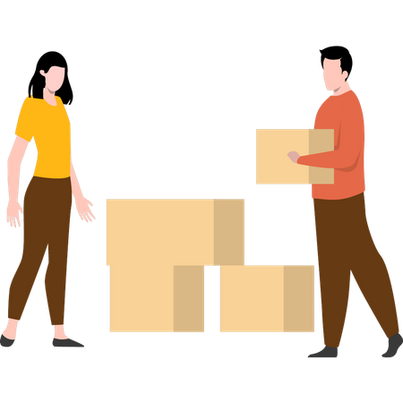 Delivery man handling delivery packages Illustration