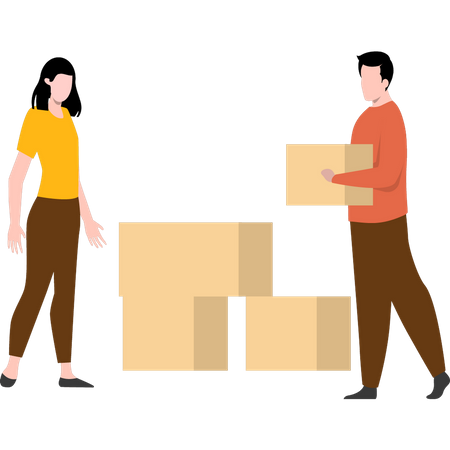 Delivery man handling delivery packages  Illustration