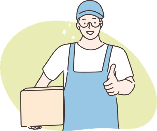 Delivery man has completed all his orders  Illustration