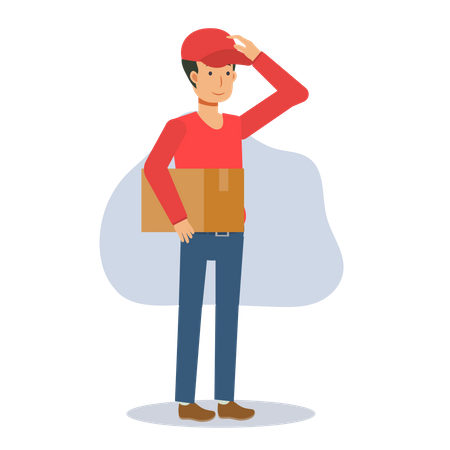 Delivery man holding a box Illustration