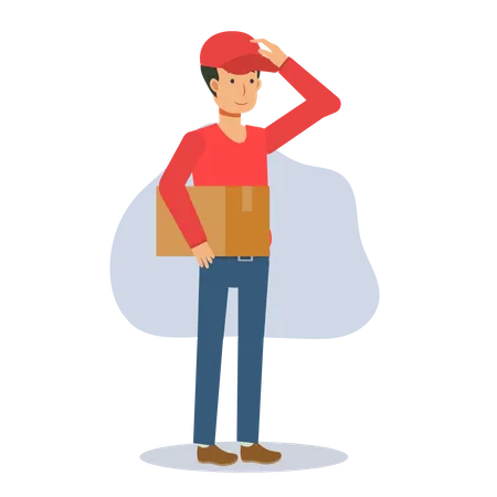 Delivery man holding a box Illustration