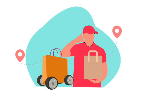 Delivery man holding bag  Illustration