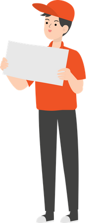 Delivery Man Holding Blank Paper  イラスト