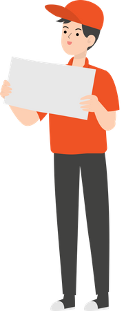 Delivery Man Holding Blank Paper  Illustration