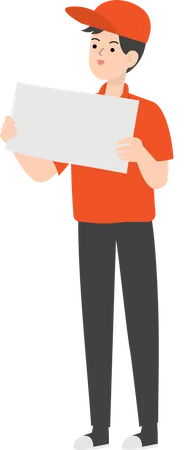 Delivery Man Holding Blank Paper  Illustration