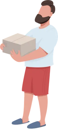 Delivery man holding box Illustration