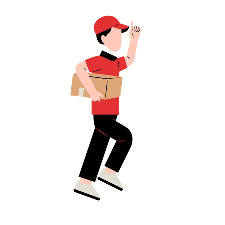 Delivery Man Holding Delivery Box  Illustration