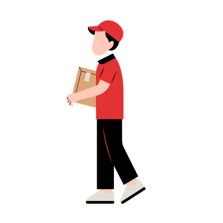 Delivery Man Holding Delivery Box  Illustration