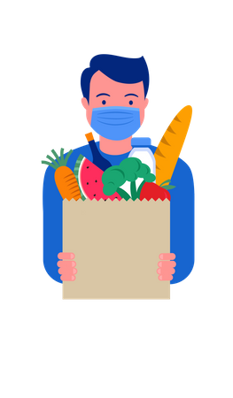 Delivery man holding box of vegetables  Illustration