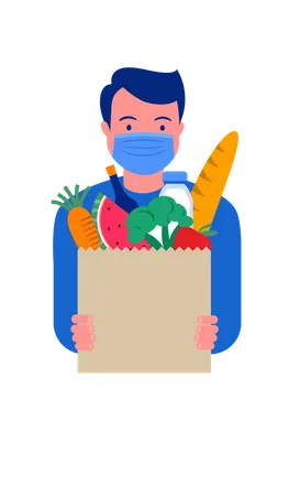 Delivery man holding box of vegetables  Illustration