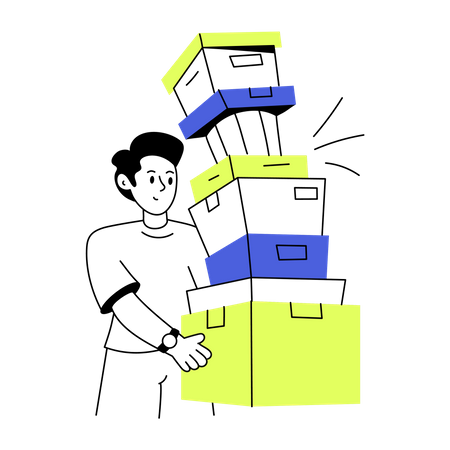 Delivery Man holding boxes  Illustration